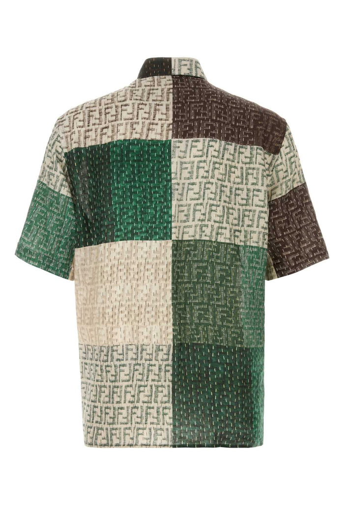 Multicolor Linen Shirt Pecan+jungle Exterior: Camicie