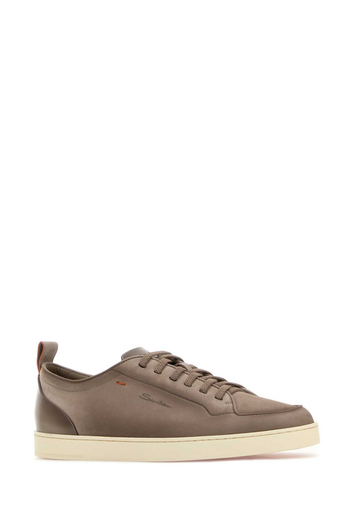 Dove Grey Leather Montecarlo Sneakers Beige