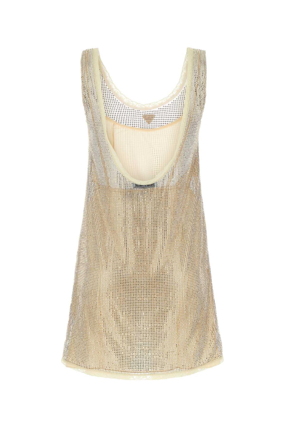 Embellished Mesh Mini Dress Gold Abiti