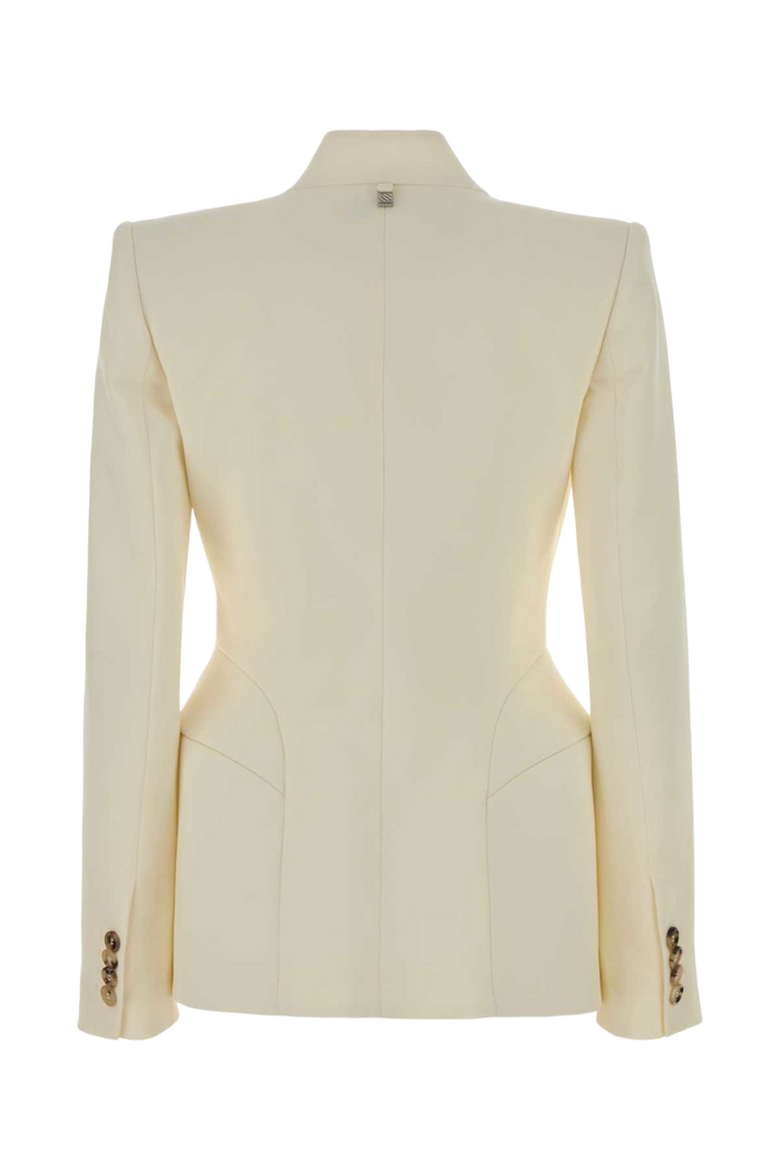 Ivory Wool Blazer White Giacche E Gilet