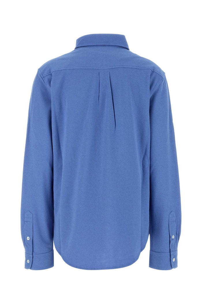 Cerulean Blue Piquet Shirt Pervinca Co-trochusniloticus Camicie