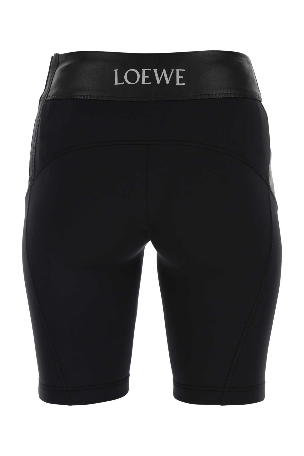 Black Leather And Fabric Leggings