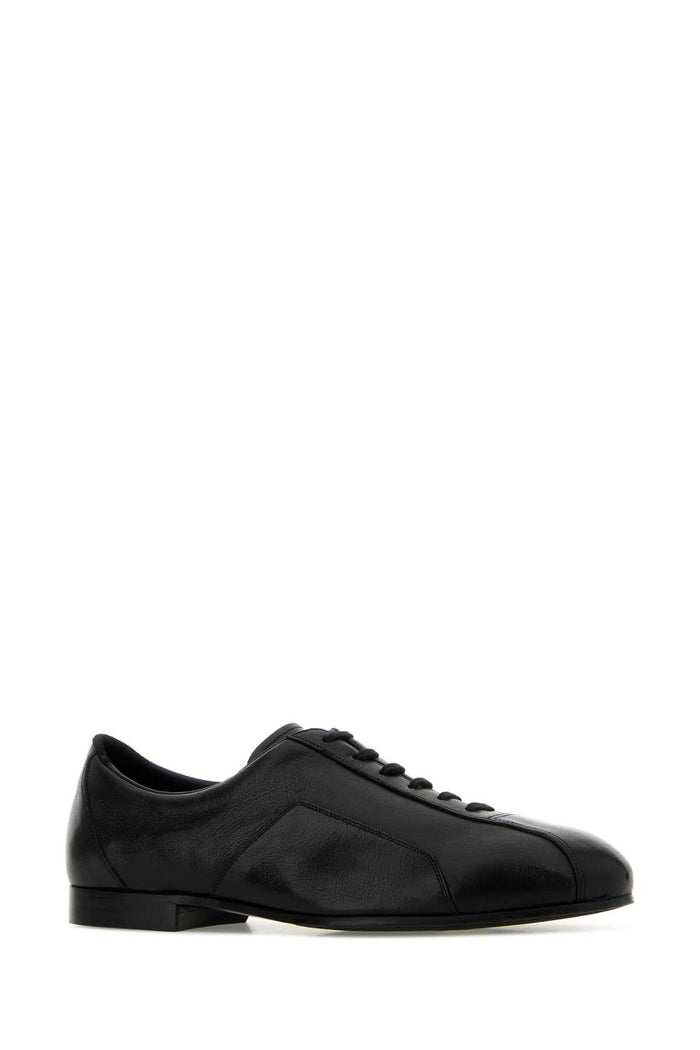 Black Leather Hamburg Lace-Up Shoes Scarpe Stringate