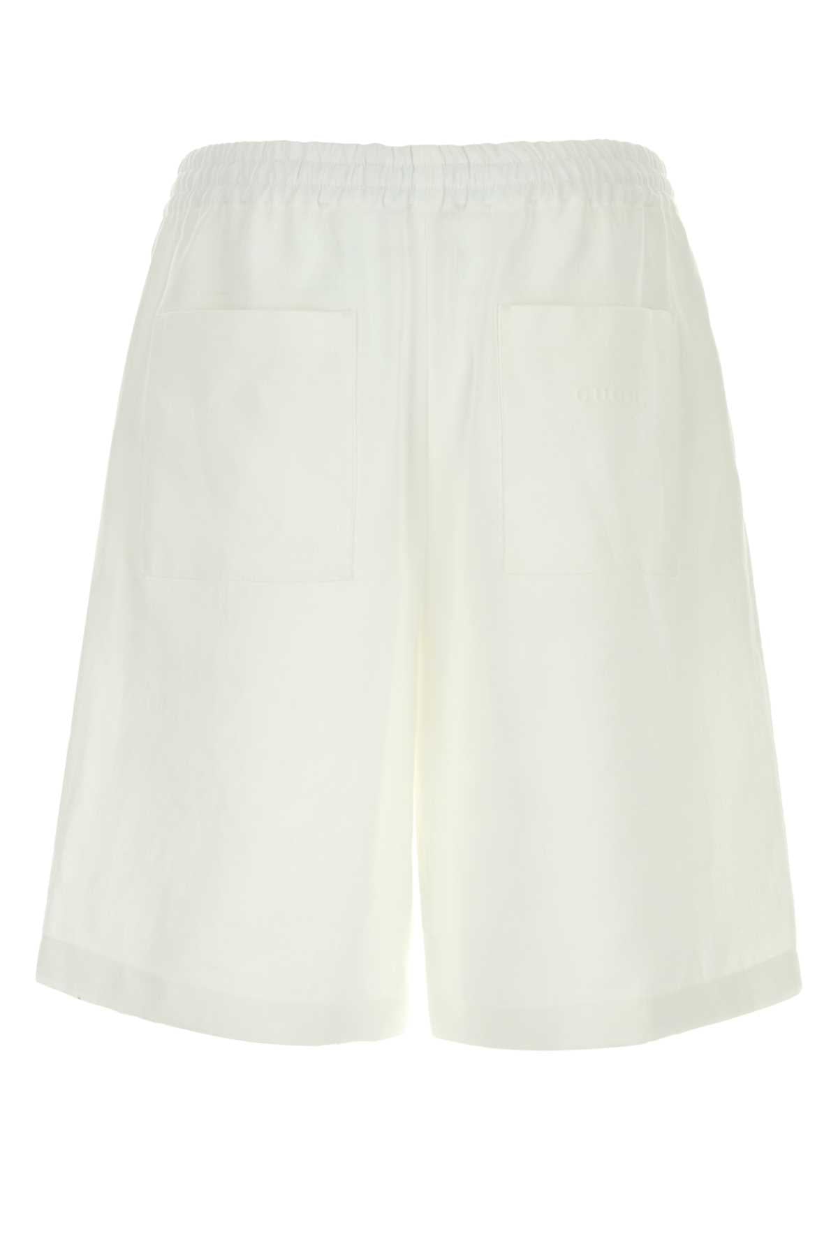 White Linen Bermuda Shorts Naturalwhite Exterior