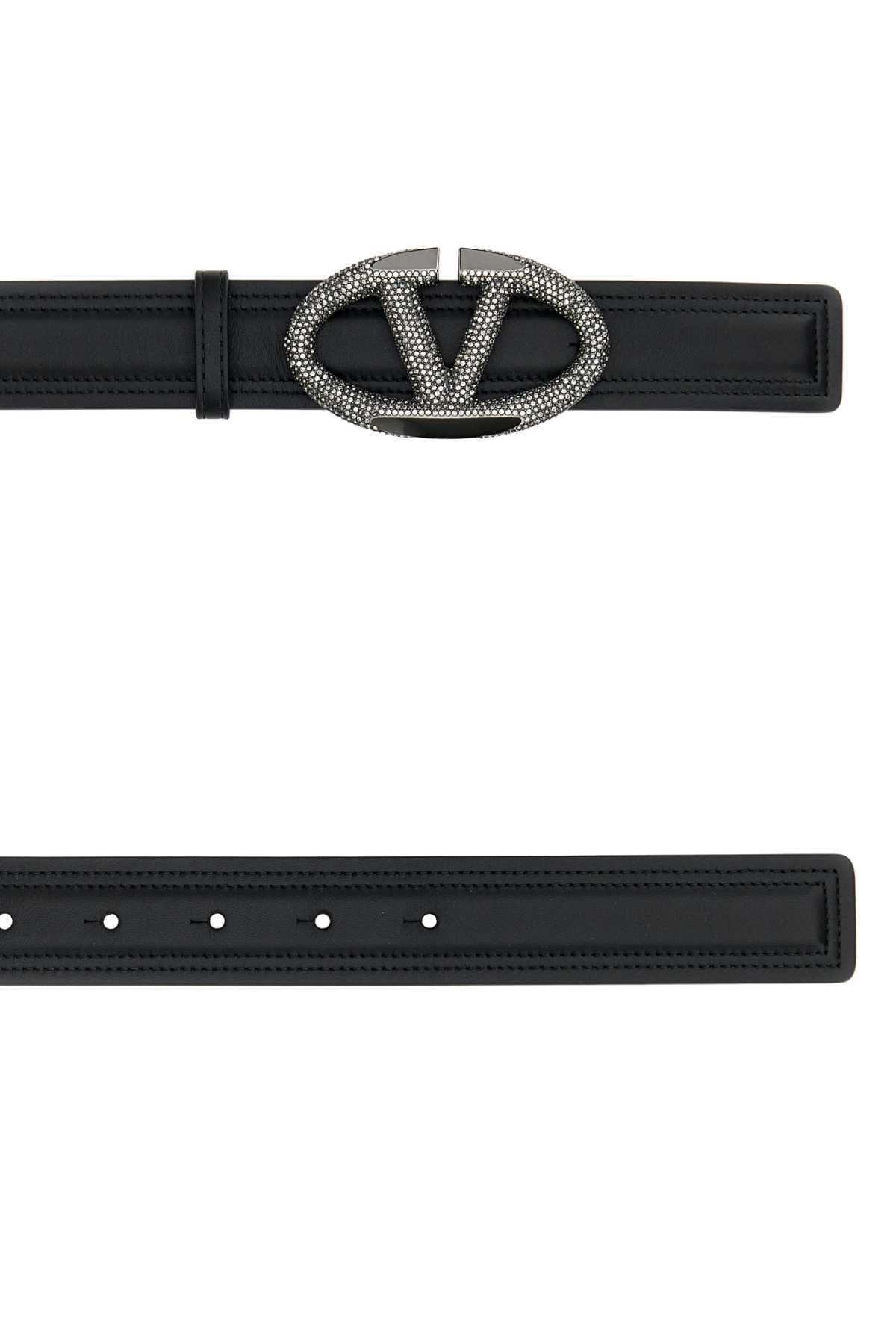 Black Leather Vlogo The Bold Edition Belt Neroblackdiamond Exterior: Cinture