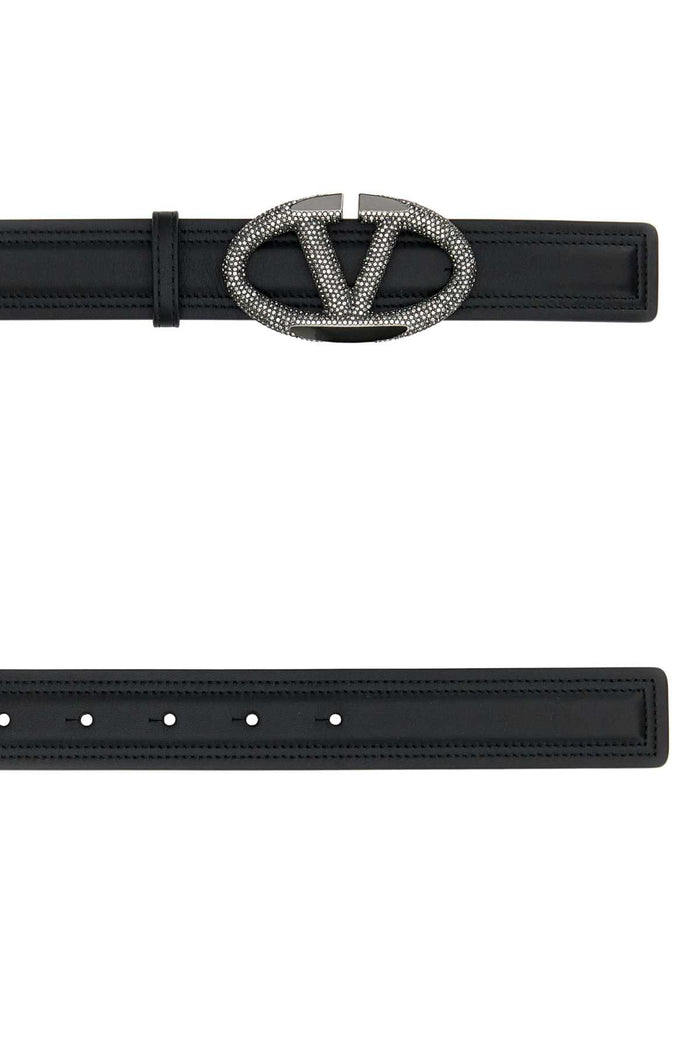 Black Leather Vlogo The Bold Edition Belt Neroblackdiamond Exterior: Cinture