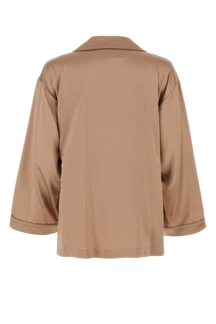 Antiqued Pink Satin Vasaio Shirt Bronzo Exterior: Silk Camicie