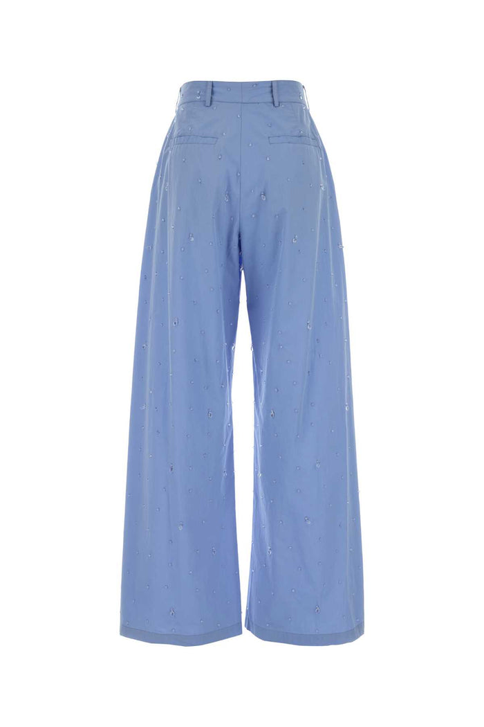 Powder Light-Blue Poplin Wide-Leg Pant Lightblue Exterior: Cotton Pantaloni