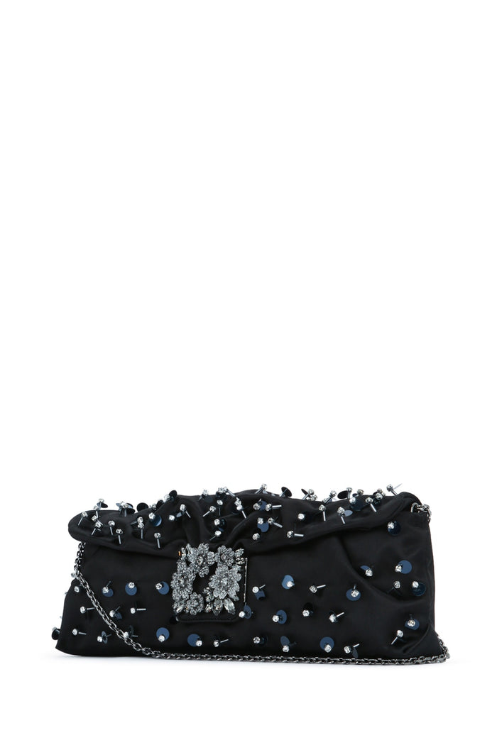 Rv Bouquet Dr Long Paillettes Emb Nero Clutch