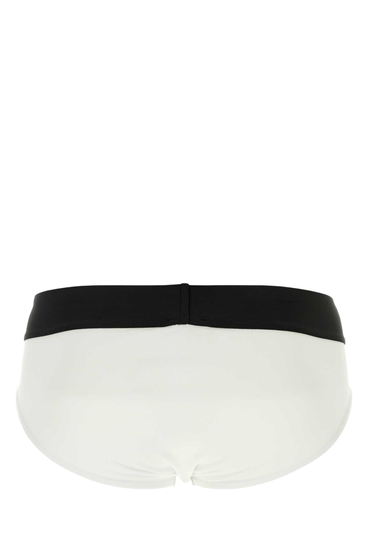 White Stretch Cotton Brief Set Whiteblack Intimo