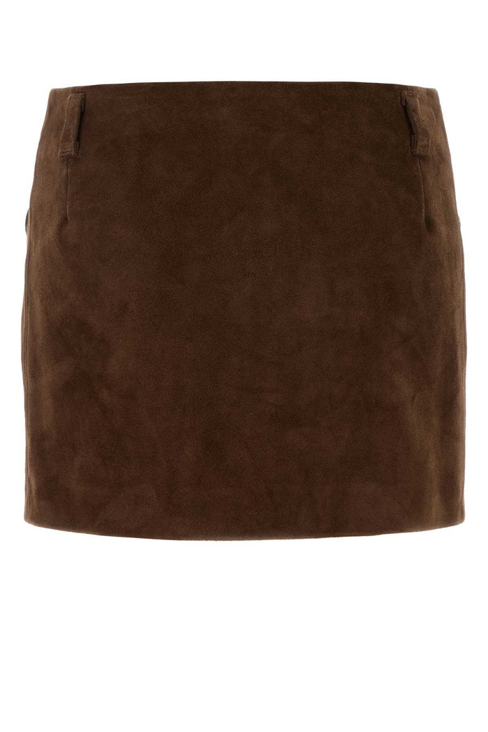Brown Suede Mini Skirt Sudan Gonne