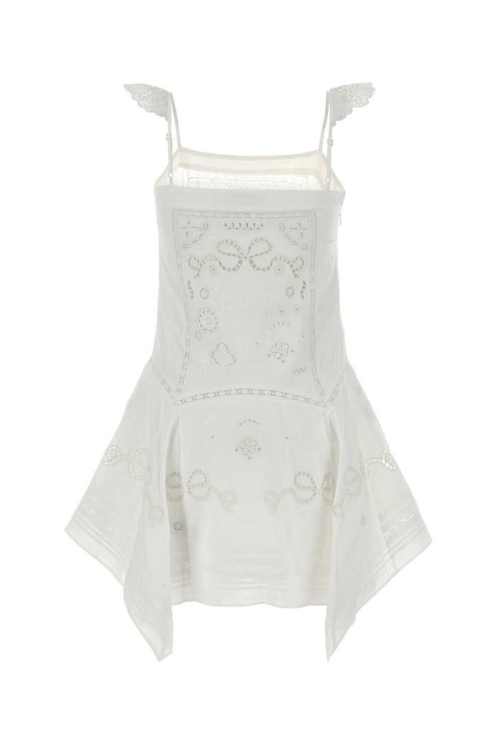 White Linen Blend Dress Abiti