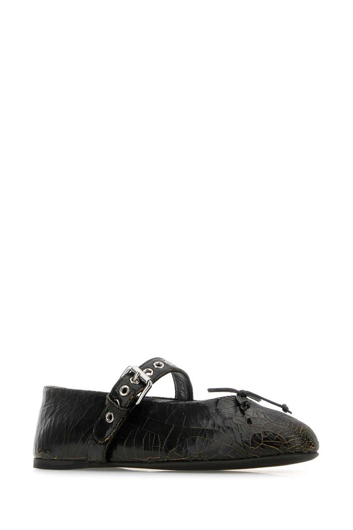Black Leather Ballerinas Ebano Vitello Ballerine