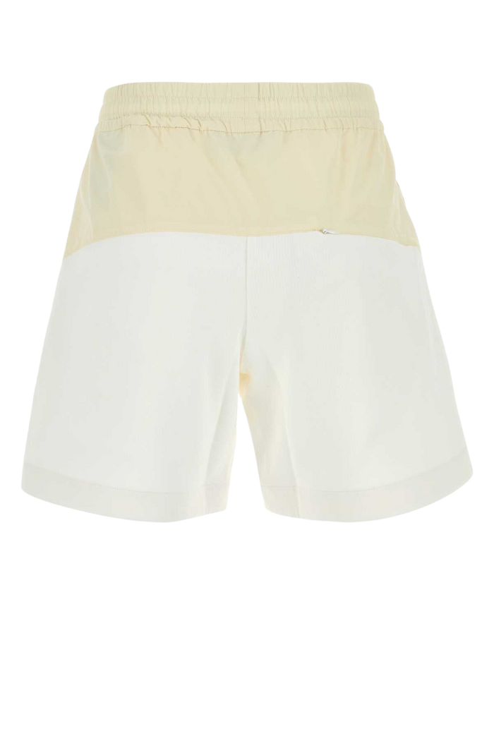 Two-Tone Stretch Cotton Blend And Nylon Shorts Bianco