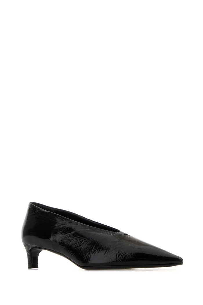 Black Leather Pumps Scarpe Con Tacco