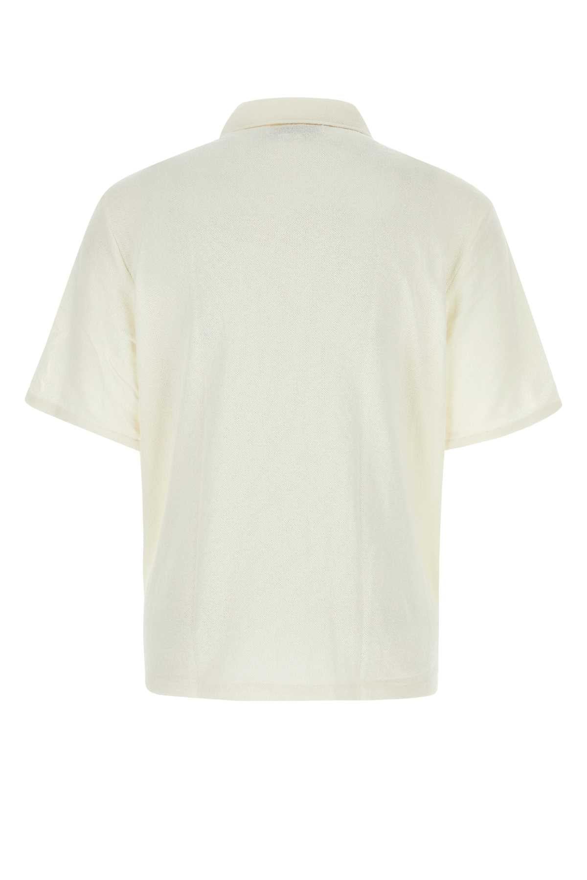 Ivory Polyester Blend Shirt Whiteboucle Exterior: Cotton Camicie