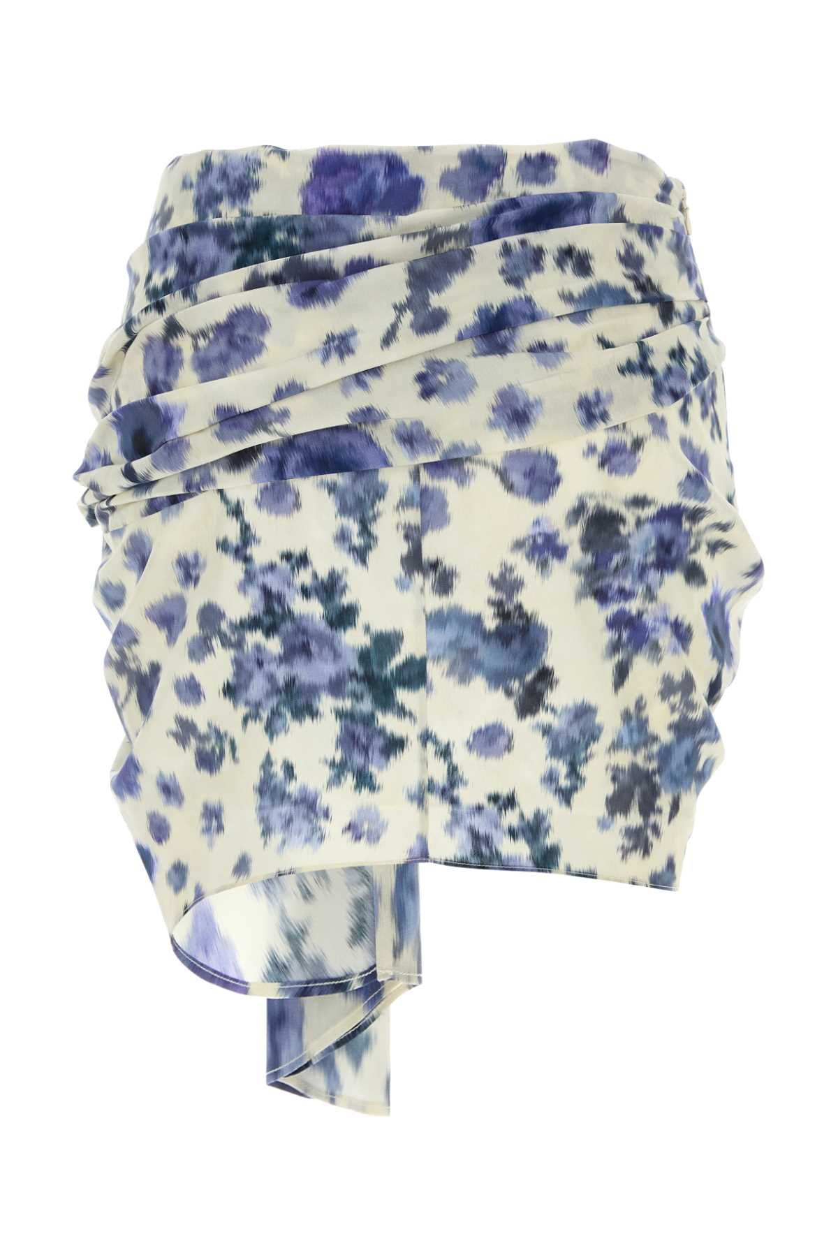 Printed Stretch Silk Ovia Mini Skirt Blue Gonne