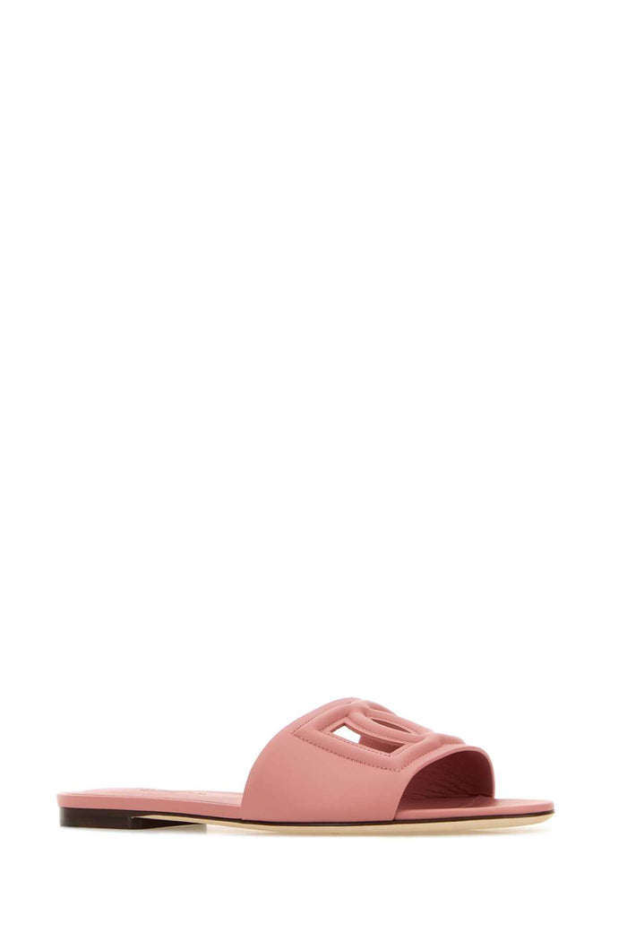 Pink Nappa Leather Slippers Rosa Vitello