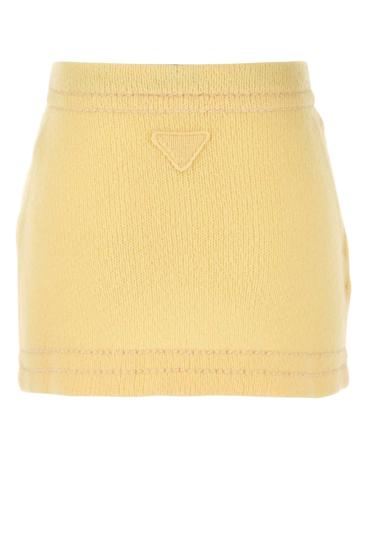 Yellow Cashmere Mini Skirt Crema Gonne