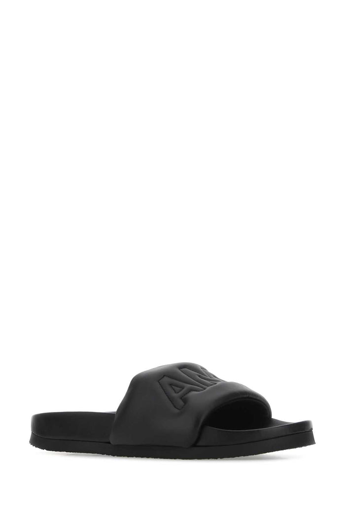 Black Leather Slippers 1000
