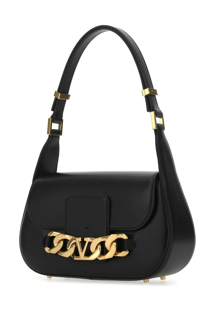 Black Leather Vlogo Chain Shoulder Bag 0no Borse A Mano
