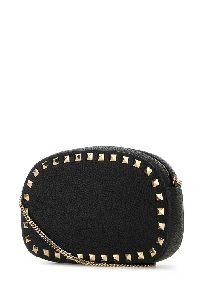 Black Leather Rockstud Crossbody Bag Nero Calf - Bos Taurus Borse A Tracolla