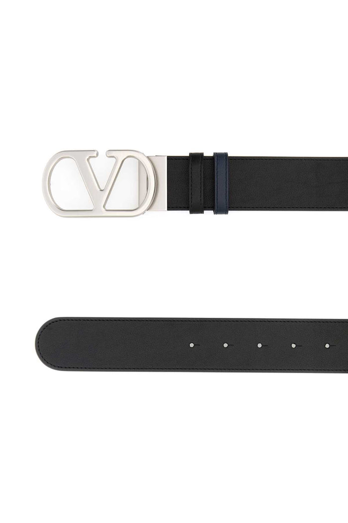 Black Reversible Leather Belt Neromarine Calf - Bos Taurus Cinture