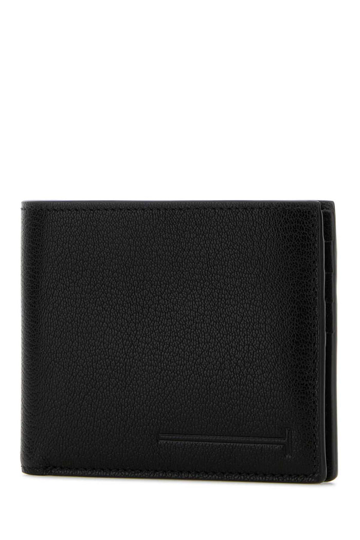 Black Leather Wallet Portafogli