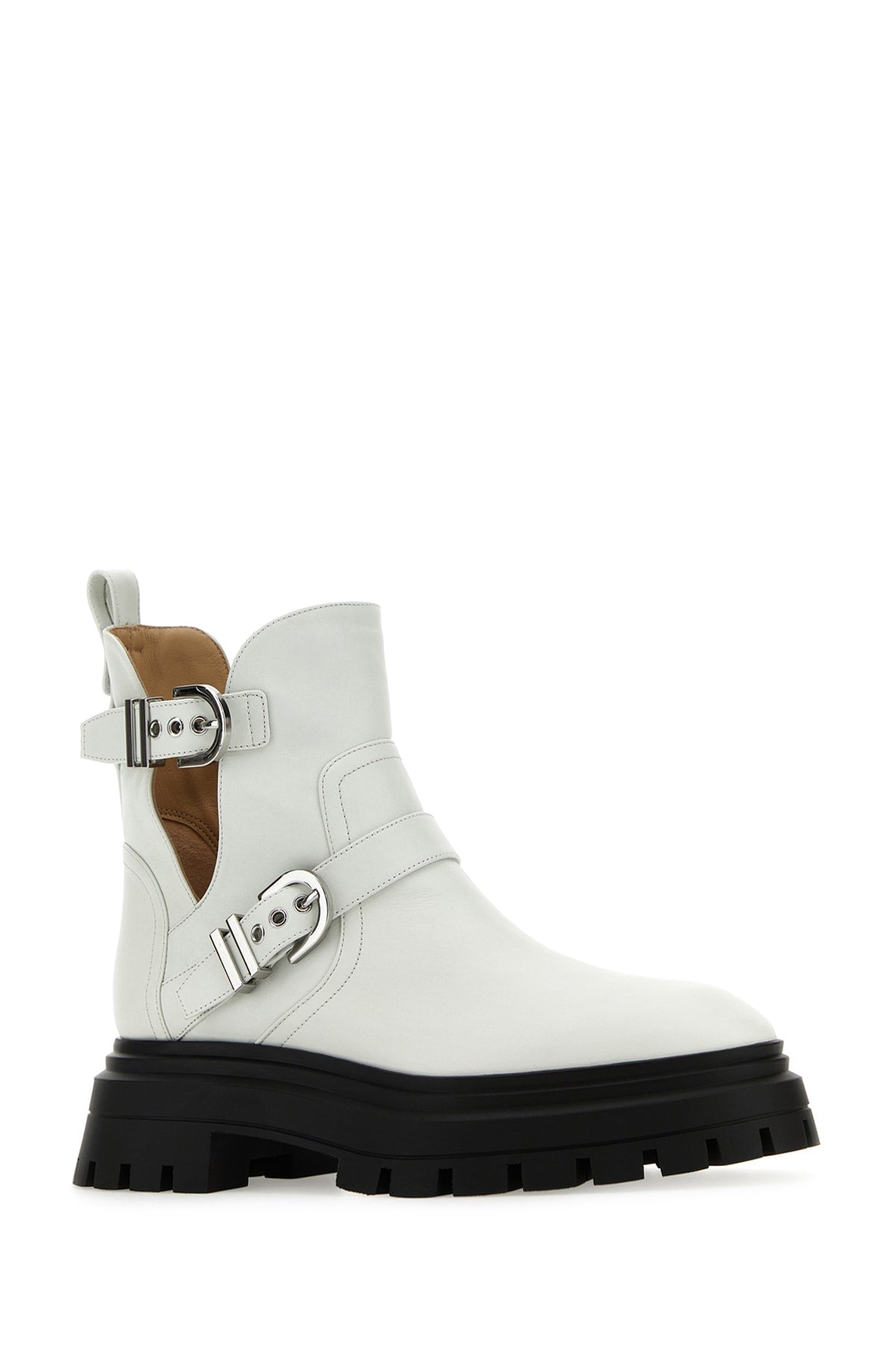 Sf018 Wht White Leather / Sole: Rubber Stivali
