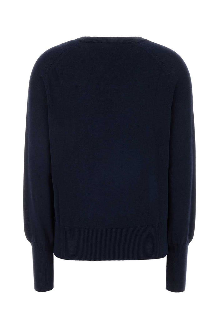 Dark Blue Cotton And Modal Sweater Meltonblue Exterior: Maglieria