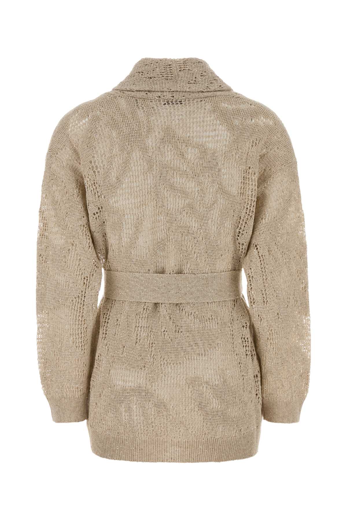 Beige Crochet Cardigan C8925 Exterior: Cotton Linen Maglieria