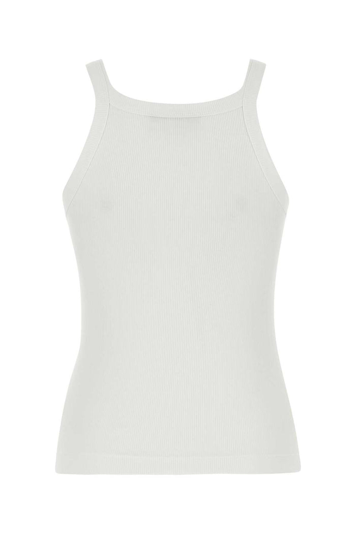 White Stretch Cotton Top Maglie