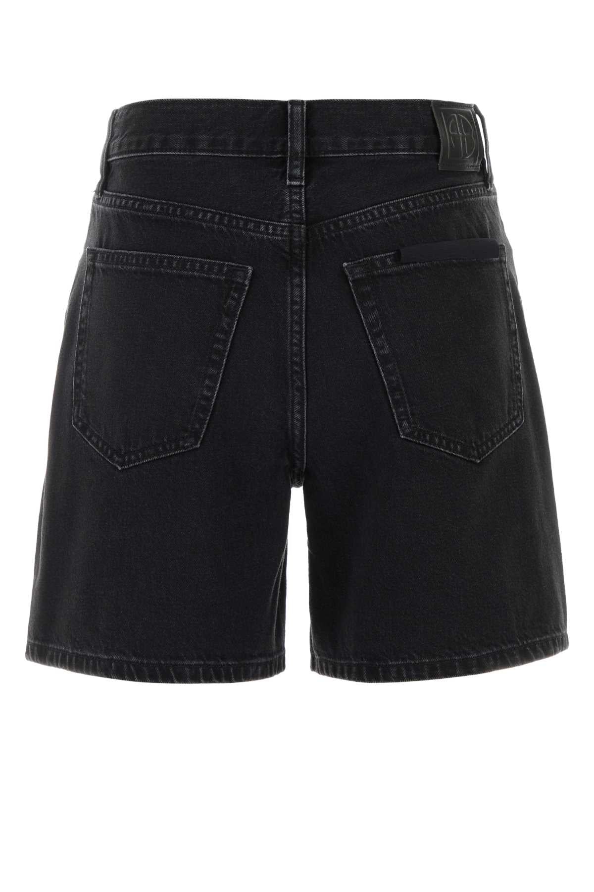 Black Denim Shorts Vintageblack Exterior: Cotton