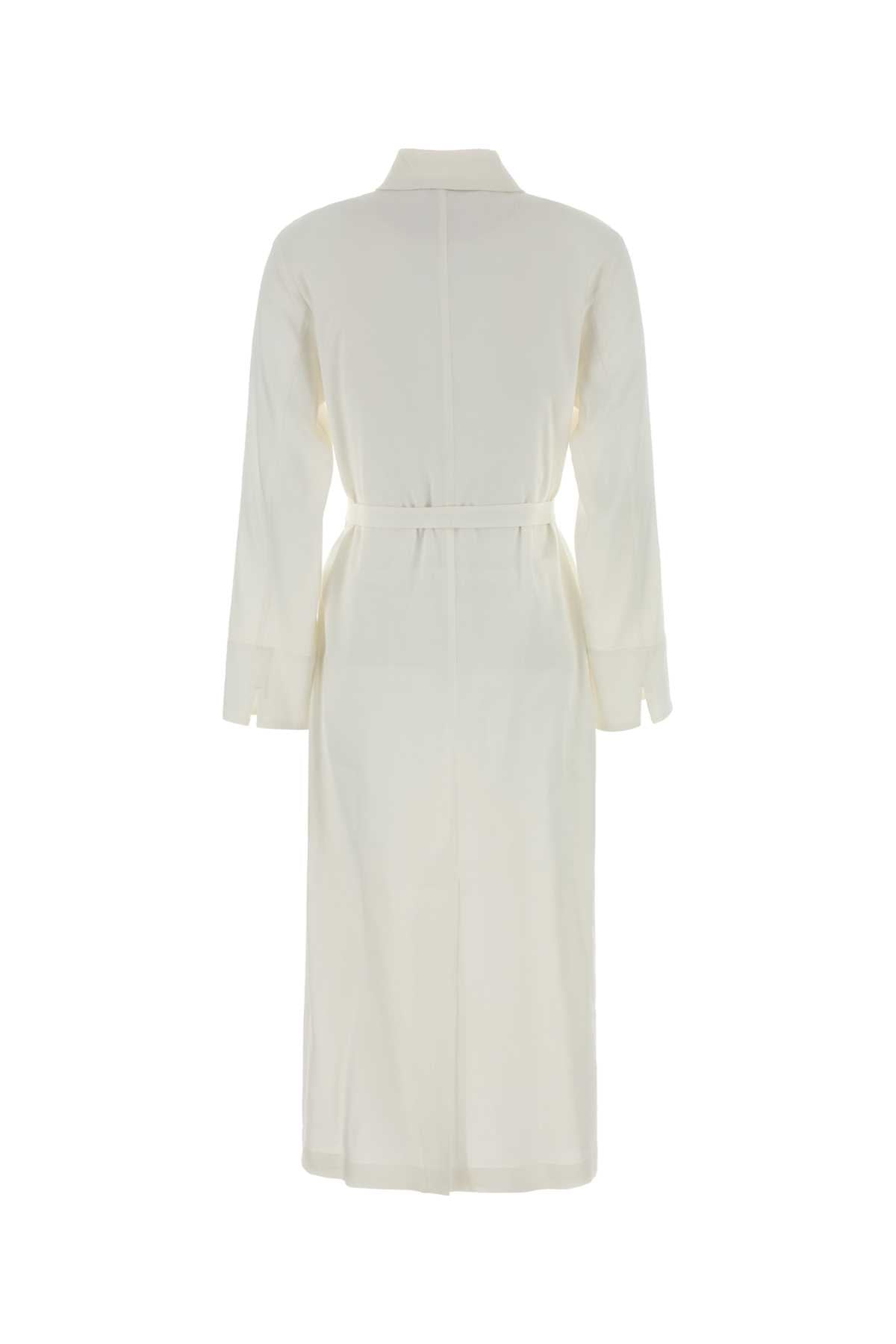 White Stretch Linen Blend Nordica Shirt Dress Bianco Ottico Abiti