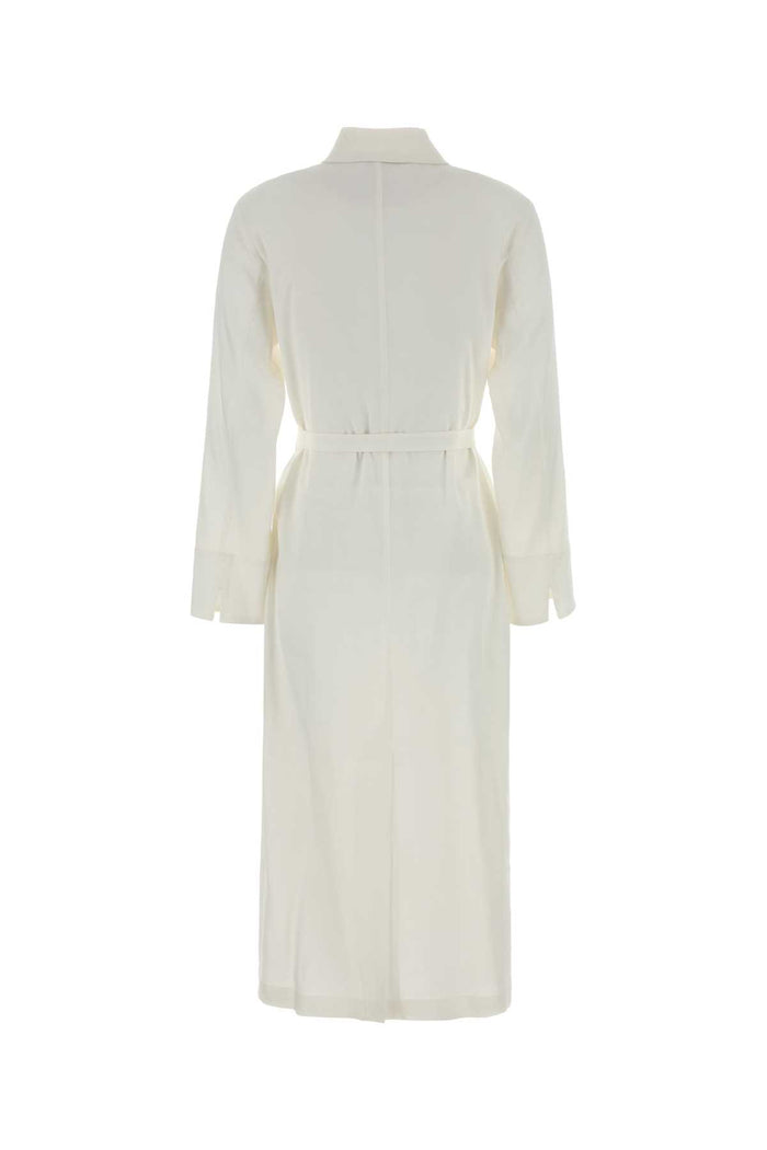 White Stretch Linen Blend Nordica Shirt Dress Bianco Ottico Abiti