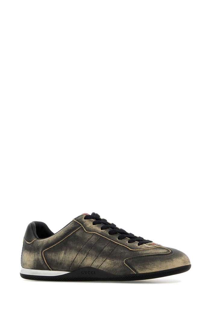 Black Leather Gucci Shift Sneakers Blackvrvvrv Calf Skin