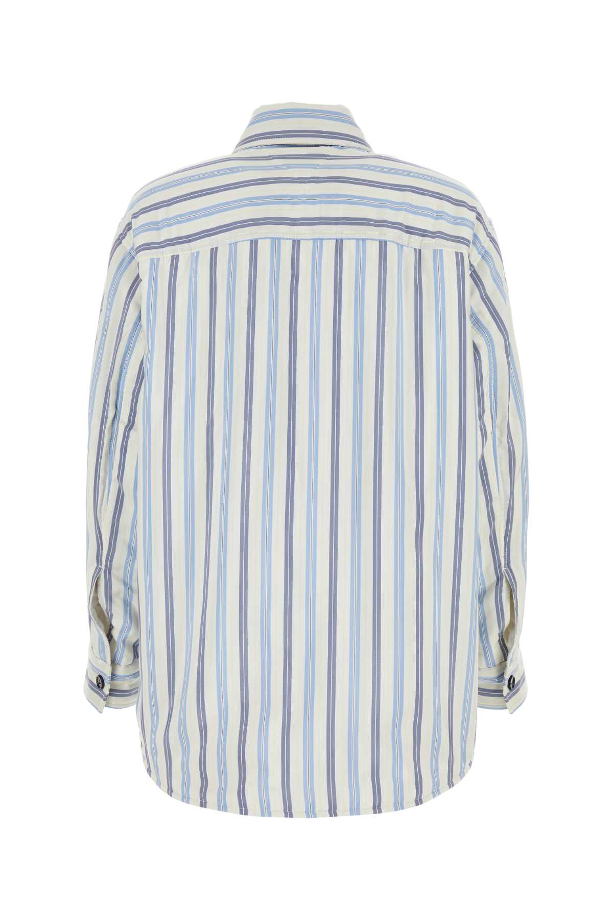 Embroidered Silk Oversize Padded Shirt Lightblue Camicie