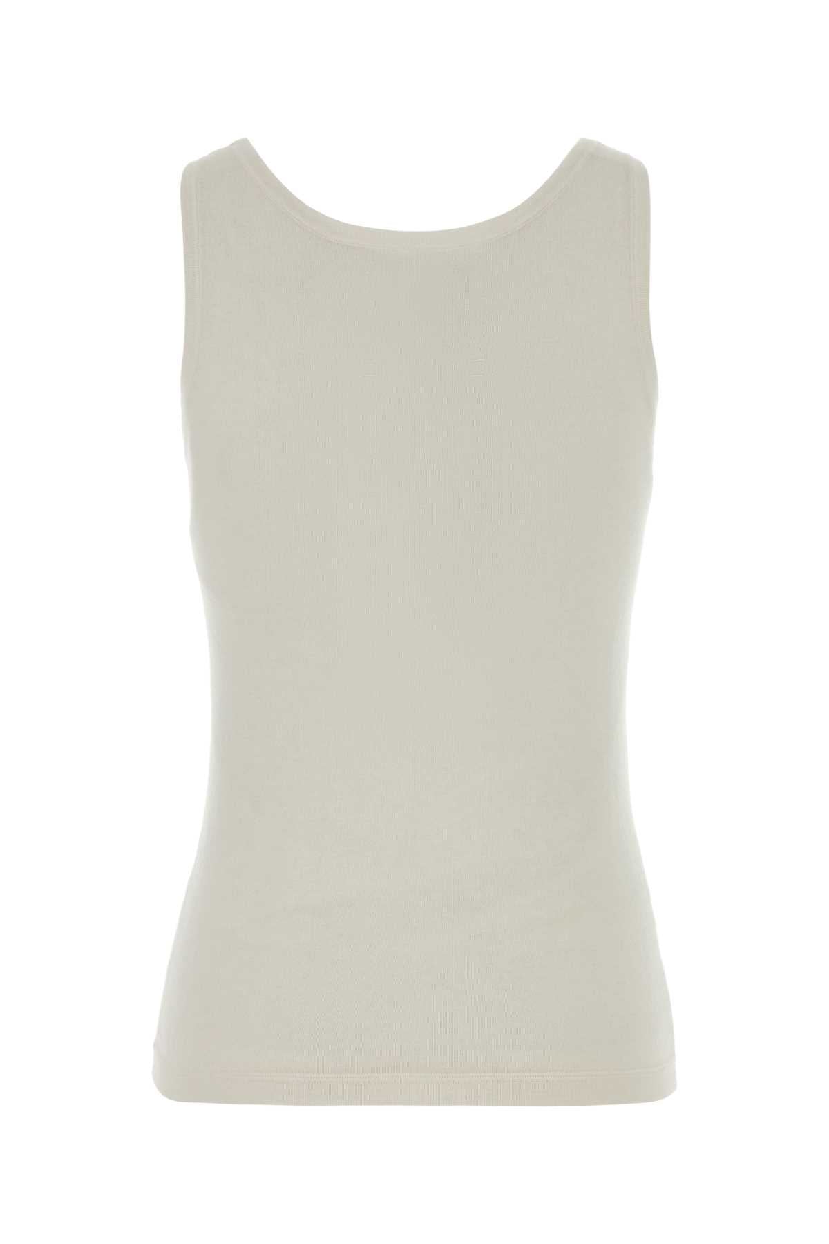 White Cotton Blend Claudia Tank Top Snow Exterior: Cashmere Maglie