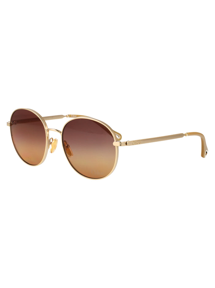 Ch0325s Gold-gold-brown Metal Sunglasses