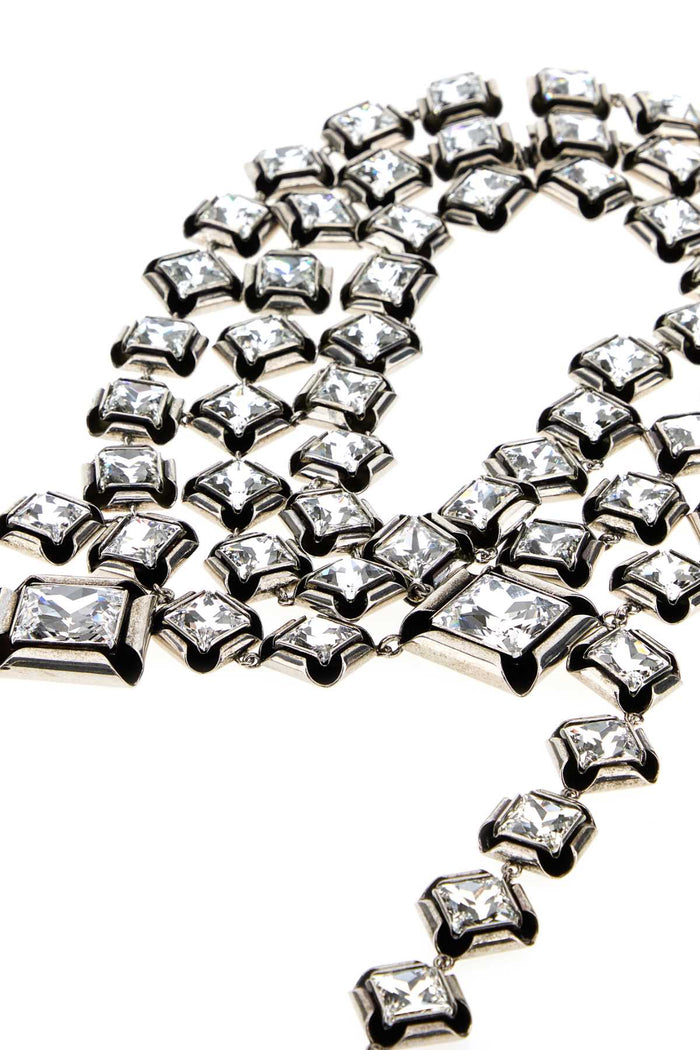 Silver Metal Deconstructed Crystals Necklace Anticsilvery Collane