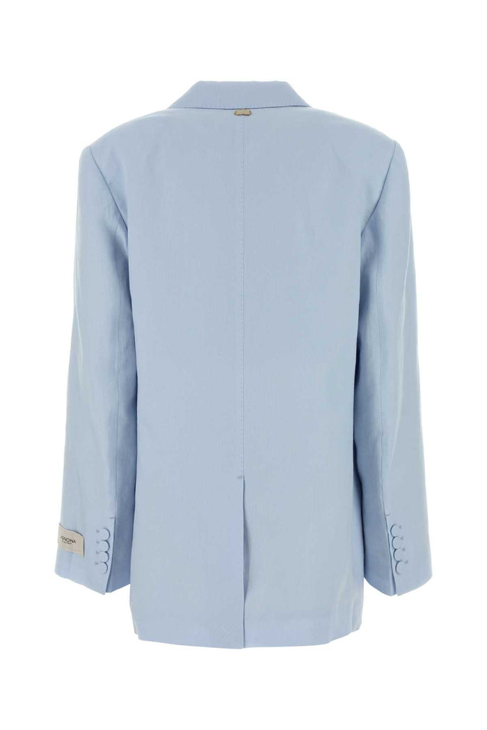 Pastel Light-Blue Linen Blazer Lightbluecloud Li Ac Se Me Giacche E Gilet