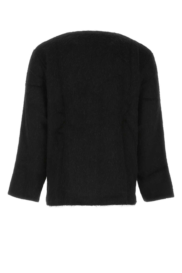 Black Wool Blend Cardigan Blackmohair Maglieria