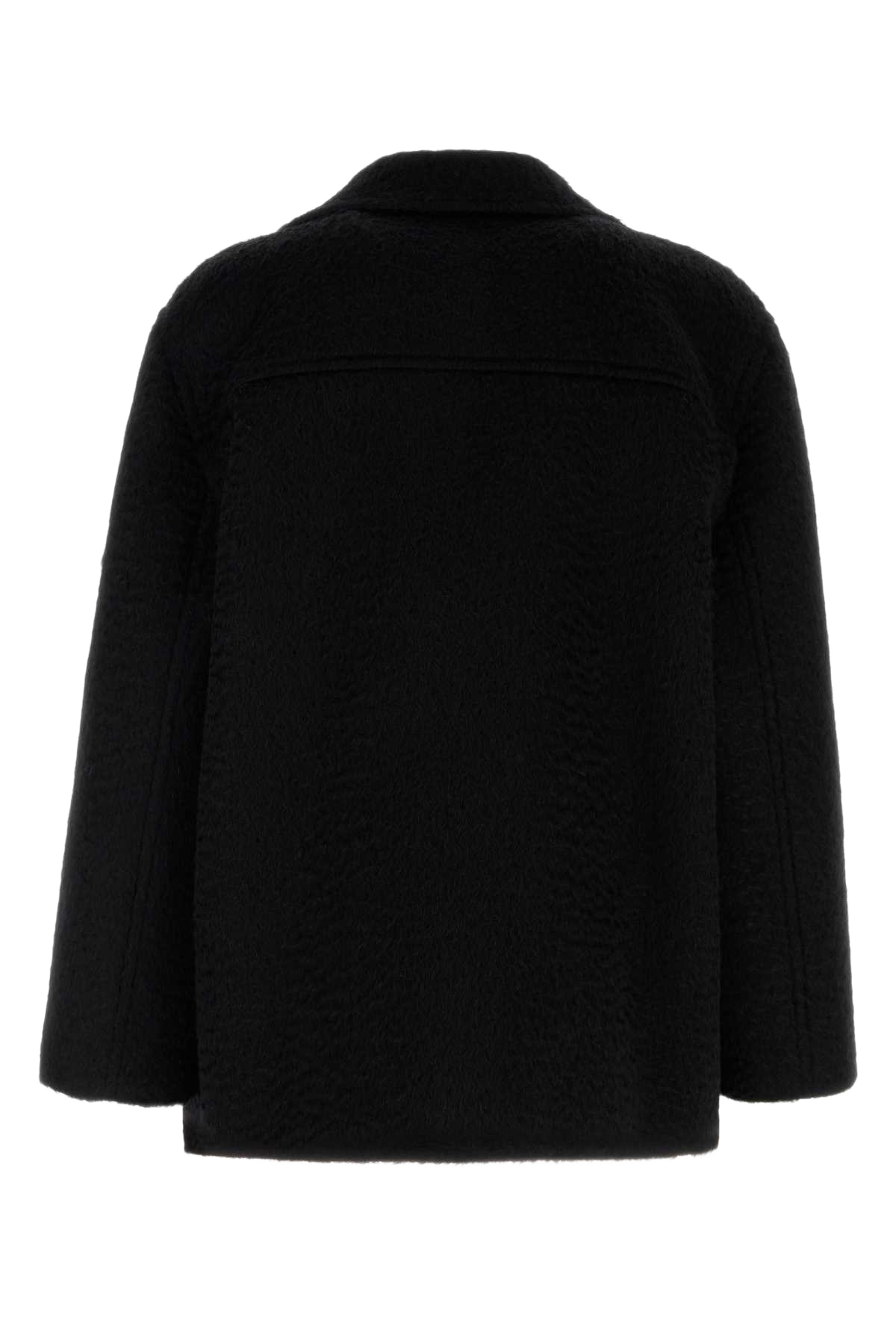 Black Mohair And Wool Coat Nero Exterior: Virgin Cappotti
