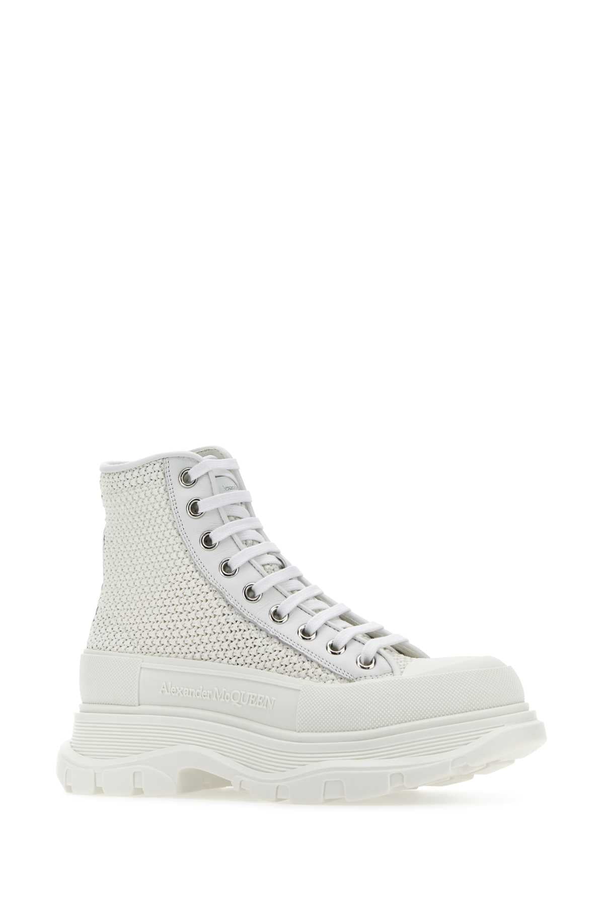 White Raffia Tread Slick Sneakers Whiteoffwhitesil