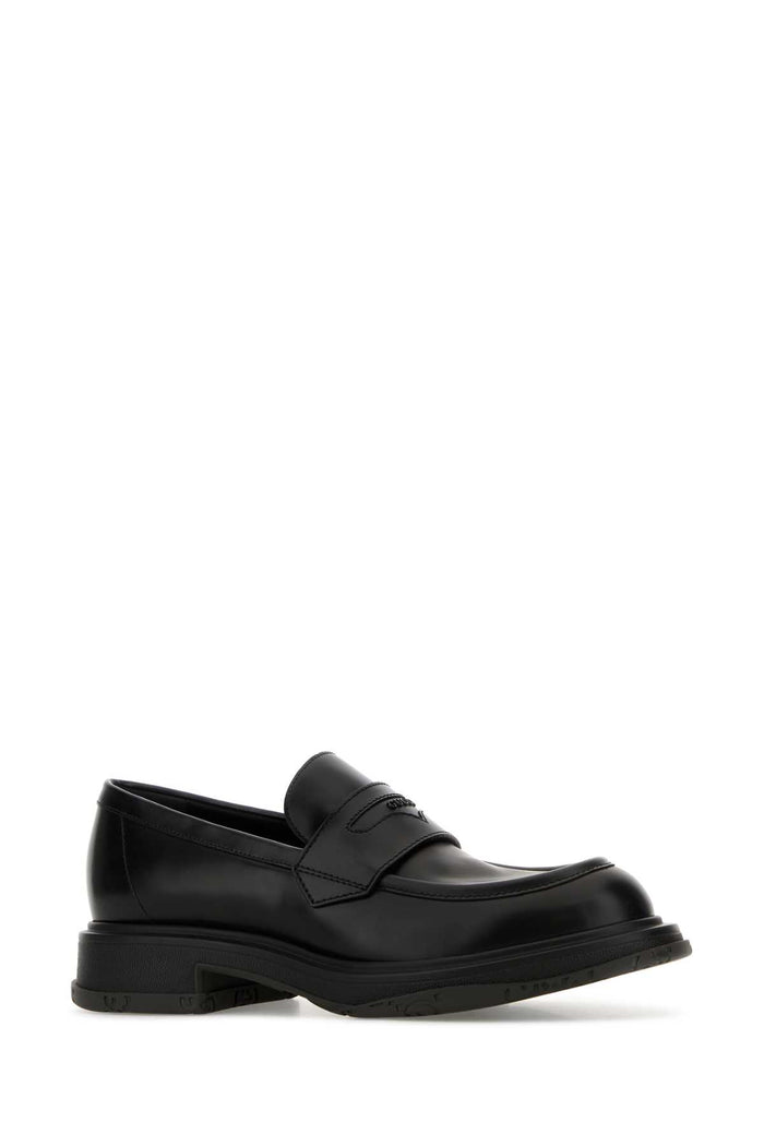 Black Leather Loafers Blackblackblack Calf Skin Mocassini