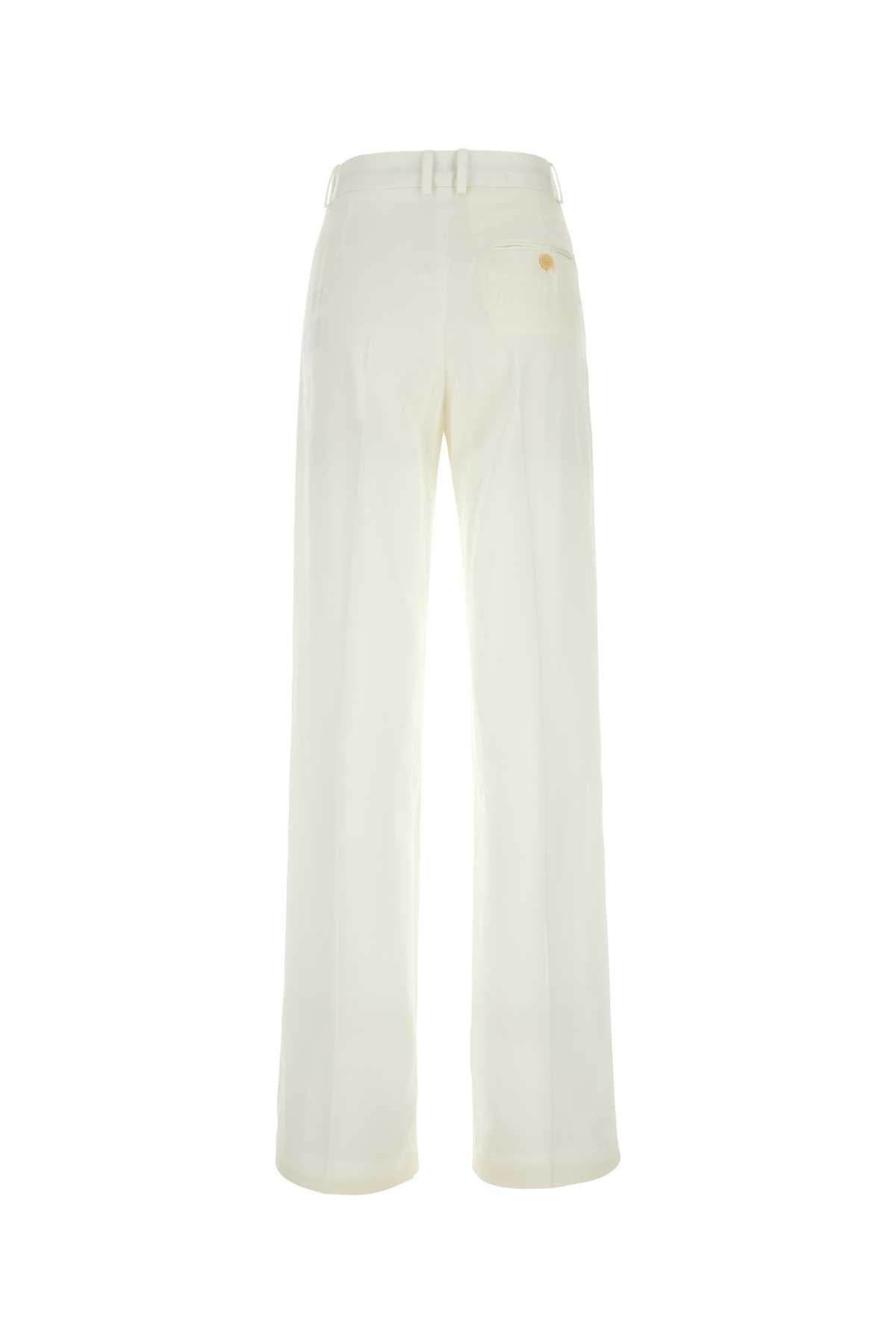 White Viscose Wide-Leg Pant Cream T: Pantaloni