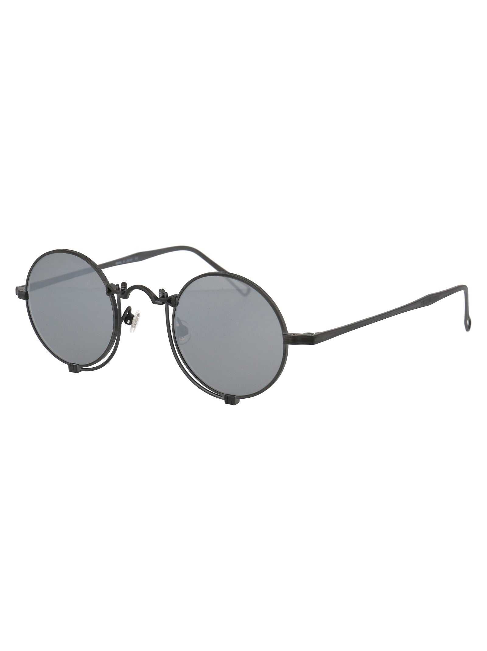 Matte Black Silver Mirror Metal Sunglasses