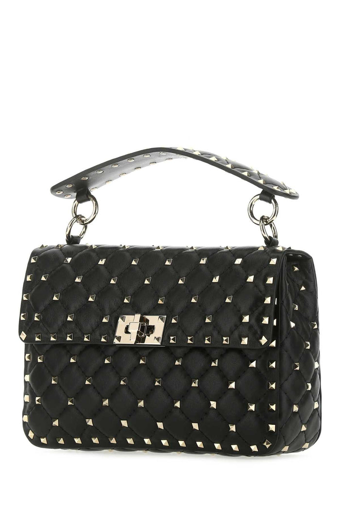 Black Nappa Leather Medium Rockstud Spike Handbag Nero Borse A Mano