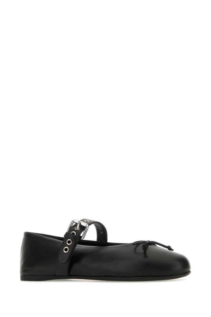 Black Leather Ballerinas Nero Vitello Ballerine