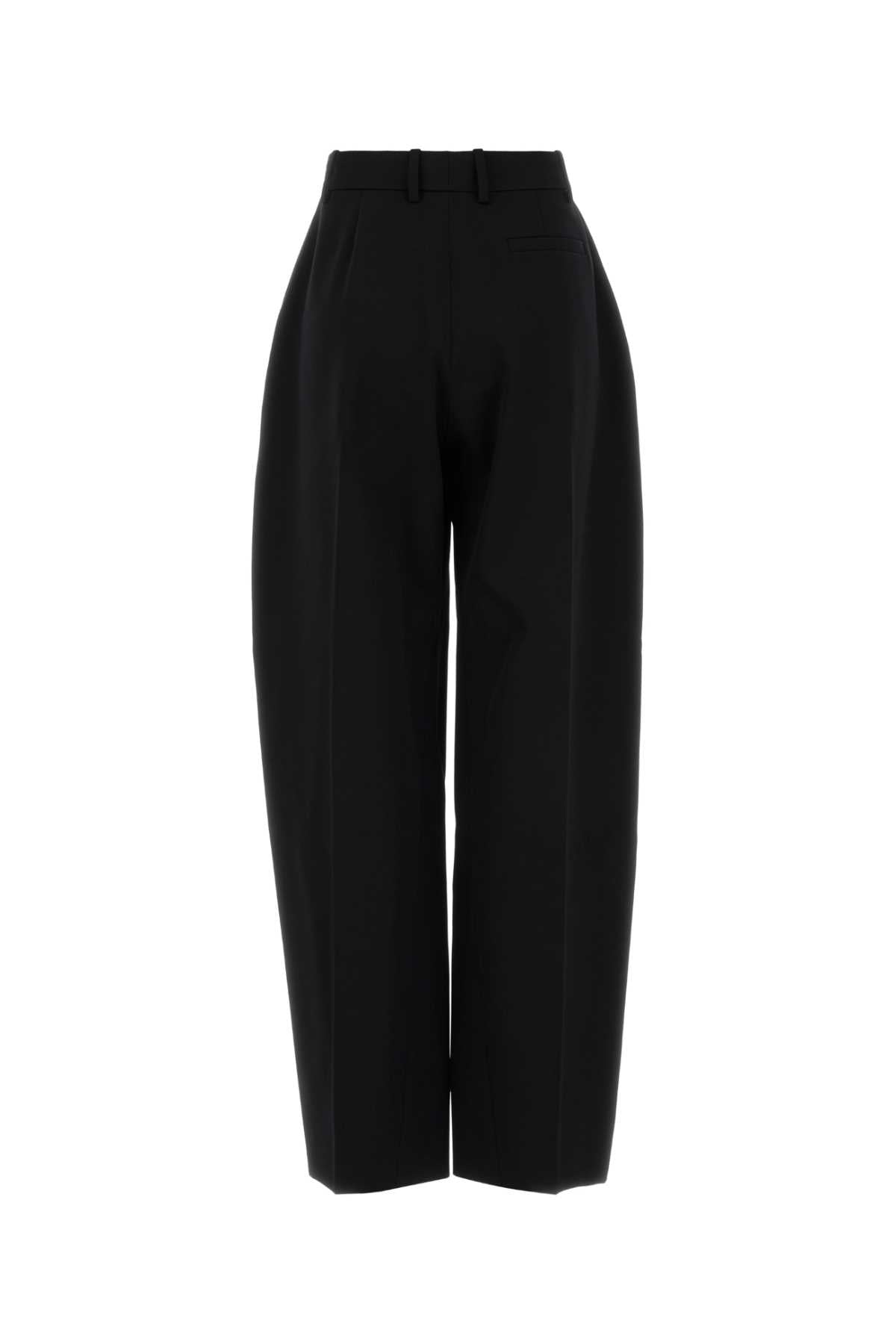 Black Wool Wide-Leg Pant Exterior: Pantaloni